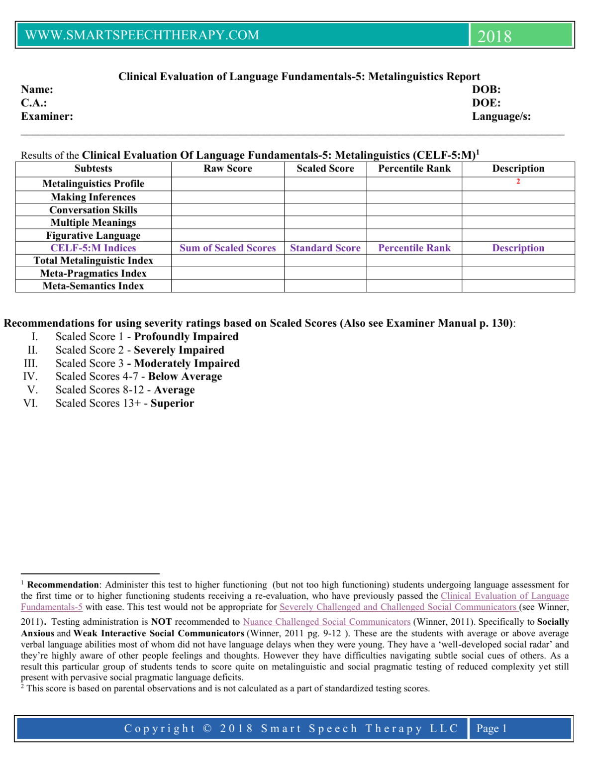 Celf 5 Report Template Intended For Speech And Language Report Template Creative Sample Templates