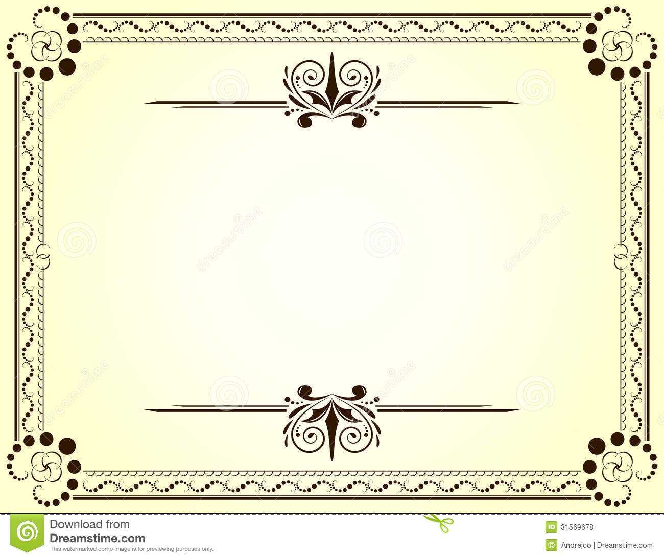 Certificate Stock Vector. Illustration Of Vignette, Frame With Blank Certificate Templates Free Download