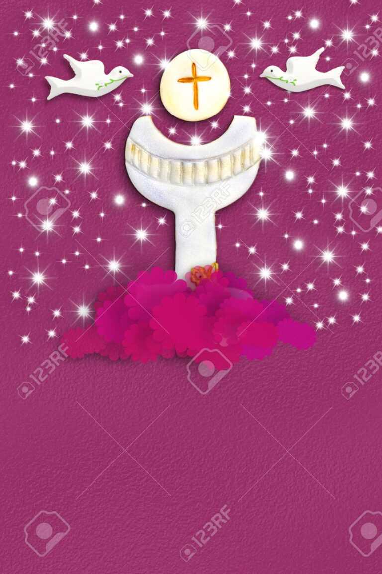 Chalice And Doves First Holy Communion Card Template For A Girl.. With ...