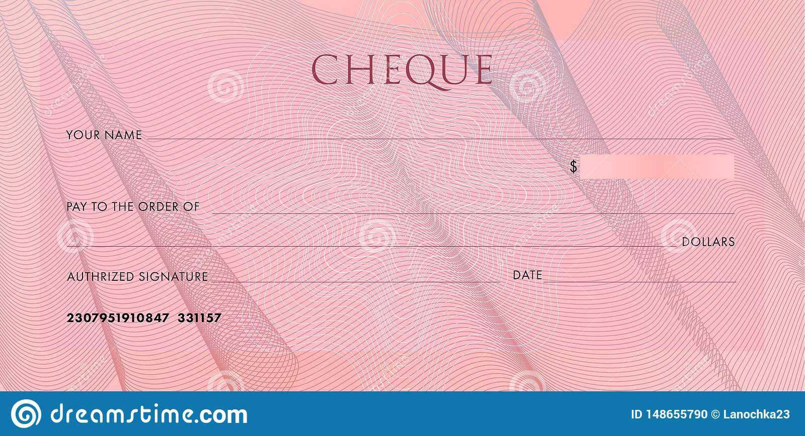 Check Template, Chequebook Template. Blank Pink Business Within Blank Business Check Template