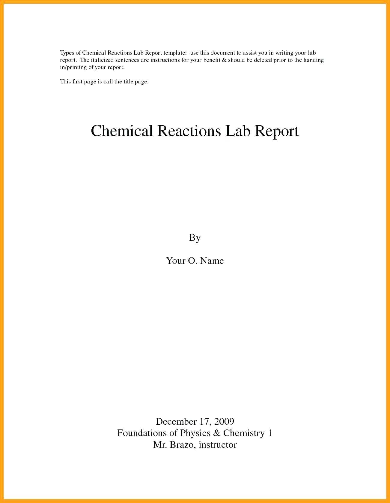 Chemistry Lab Report Template Word – Heartwork For Report Cover Page Template Word