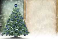 Christmas Card Template - Xmas Tree And Blank Space For Text with regard to Blank Christmas Card Templates Free