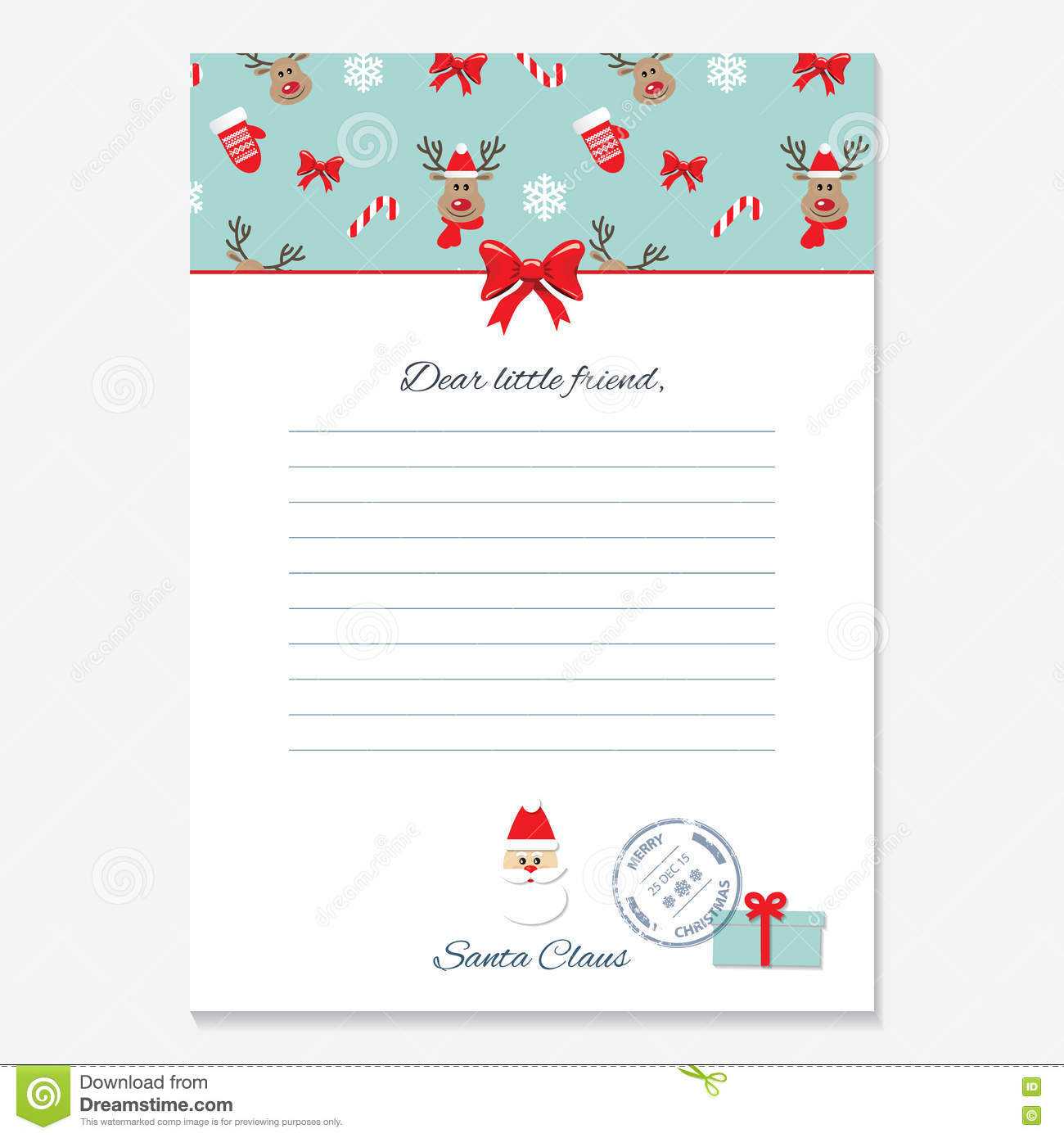 Christmas Letter From Santa Claus Template. Stock Within Blank Letter From Santa Template