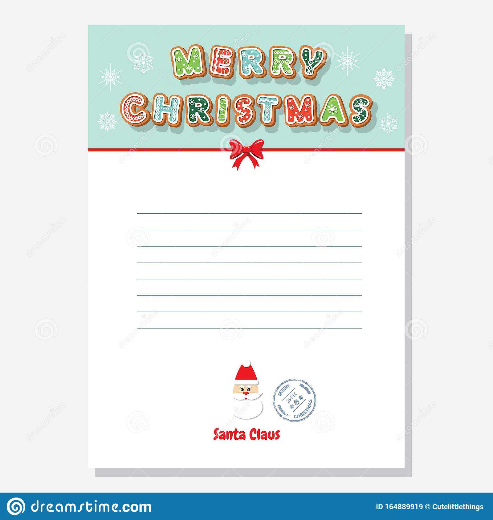 Christmas Santa Letter Blank Template A4 Decorated With With Regard To Blank Letter From Santa Template