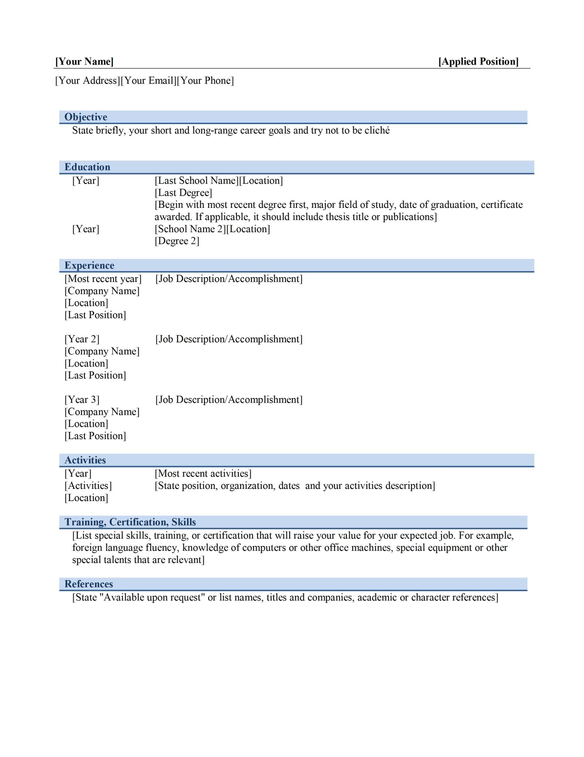 Chronological Resume Template Throughout Another Word For Template