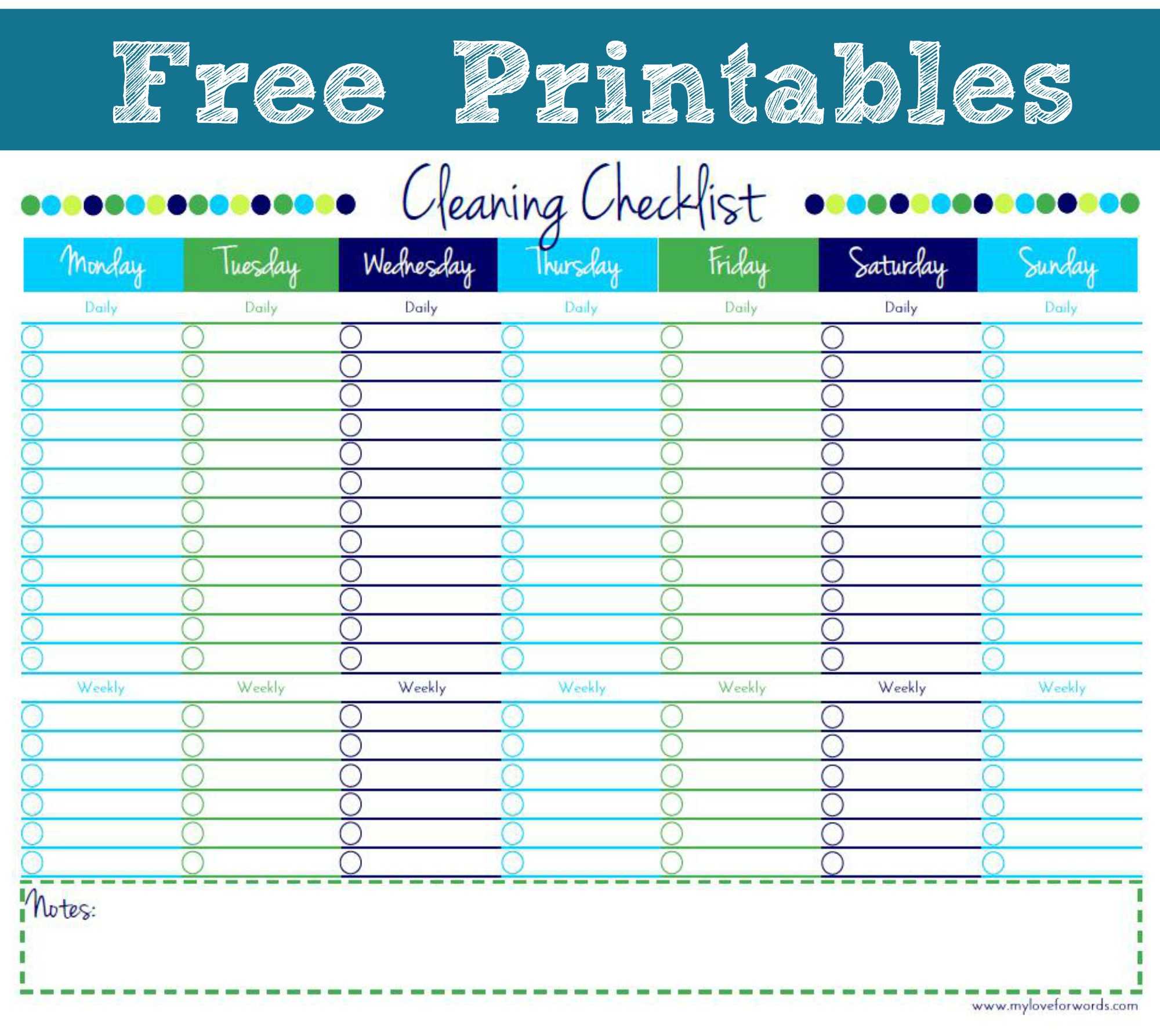 Cleaning List Template Free – Calep.midnightpig.co Inside Blank Cleaning Schedule Template