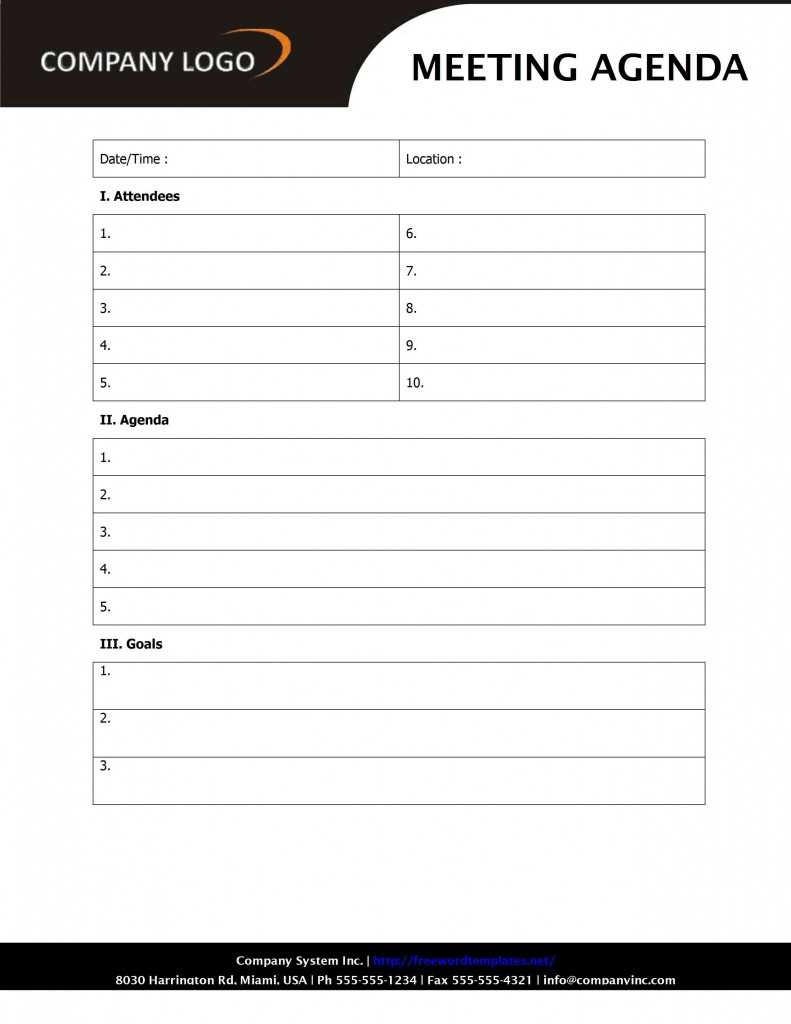 Clever Business Meeting Agenda Template Sample With Company In Agenda Template Word 2010