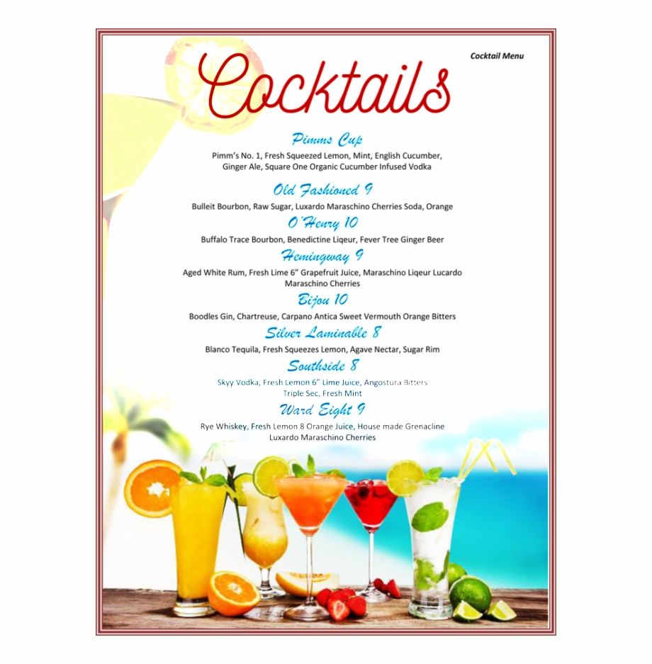 Cocktail Drinks Menu Template Free 239534 – Cocktail Menu For Cocktail Menu Template Word Free