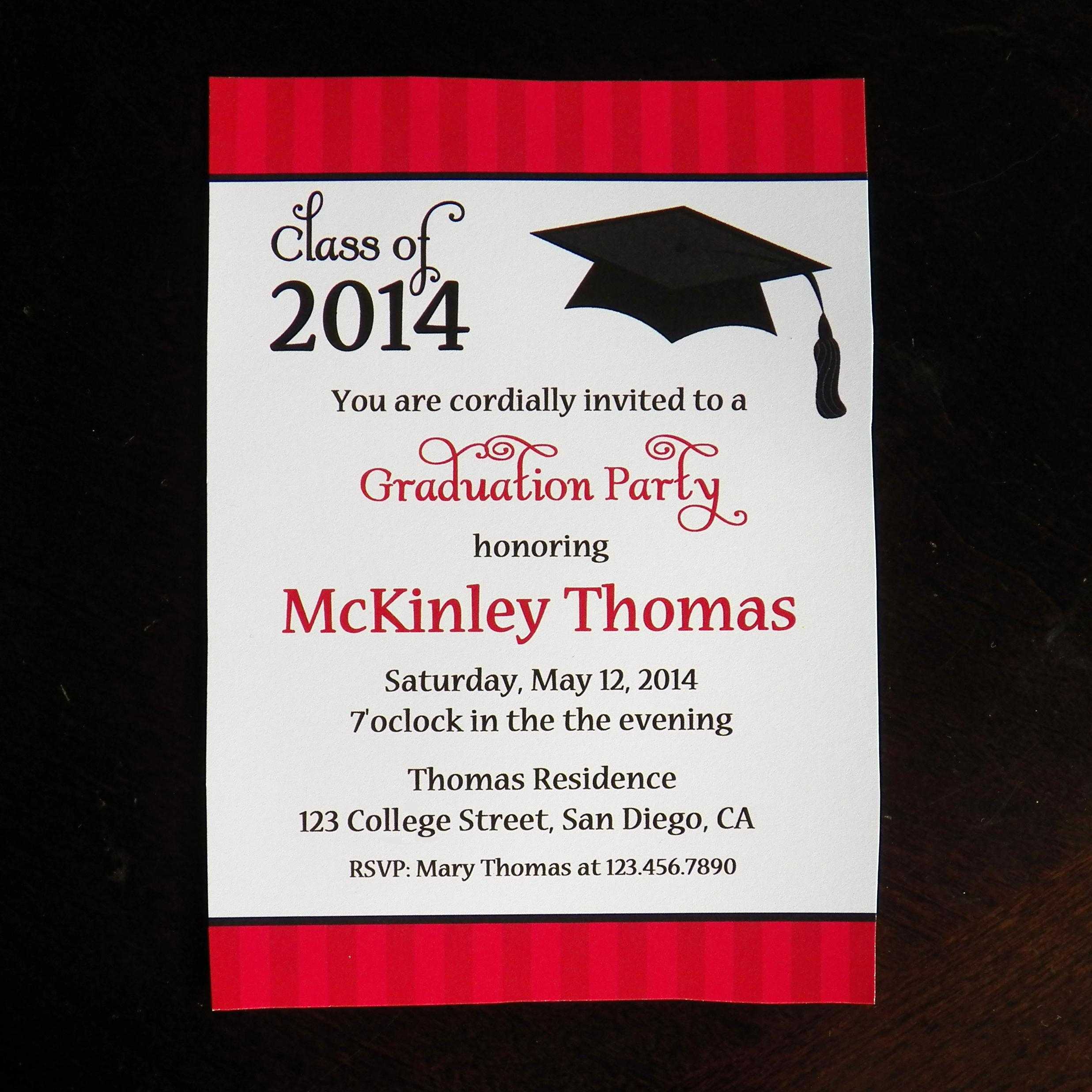 College Graduation Party Invitations – Party Invitation Intended For Free Graduation Invitation Templates For Word