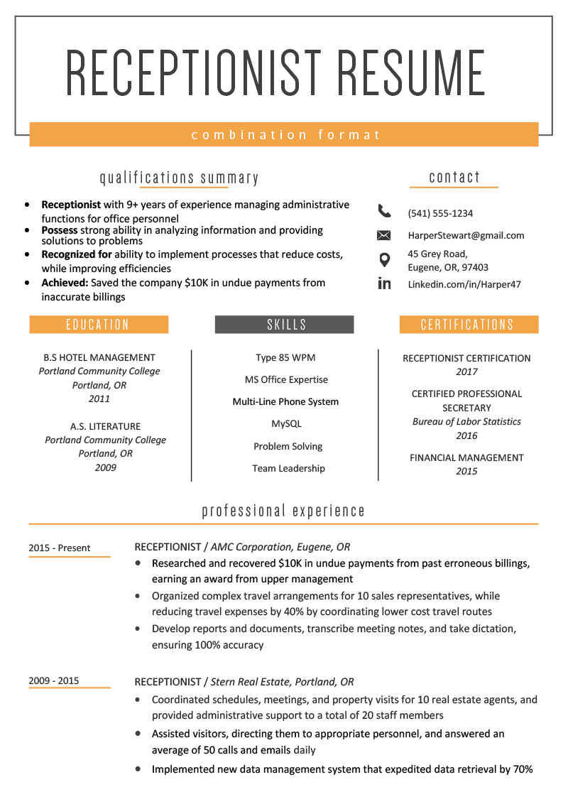 Combination Resume Examples 2015 – Dalep.midnightpig.co Inside Combination Resume Template Word