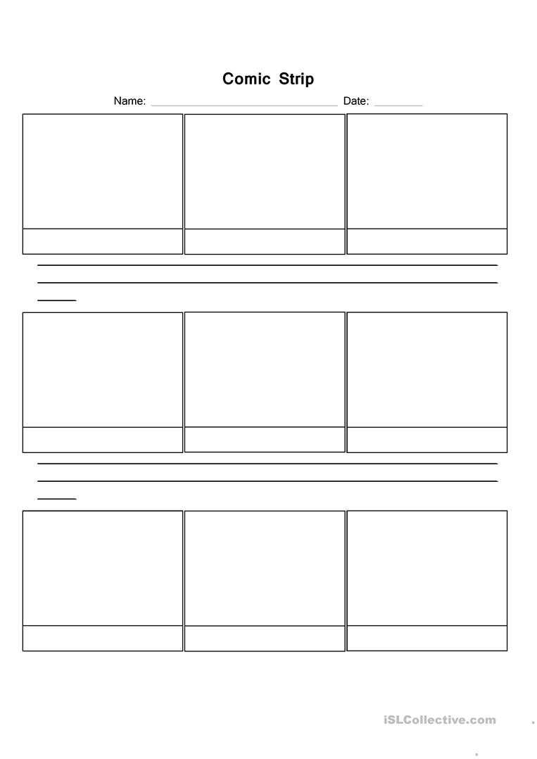 Comic Strip Template – English Esl Worksheets For Distance Intended For Printable Blank Comic Strip Template For Kids