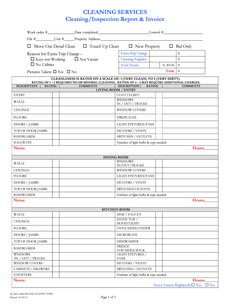 Commercial Cleaning Template – Fill Online, Printable Inside Cleaning Report Template