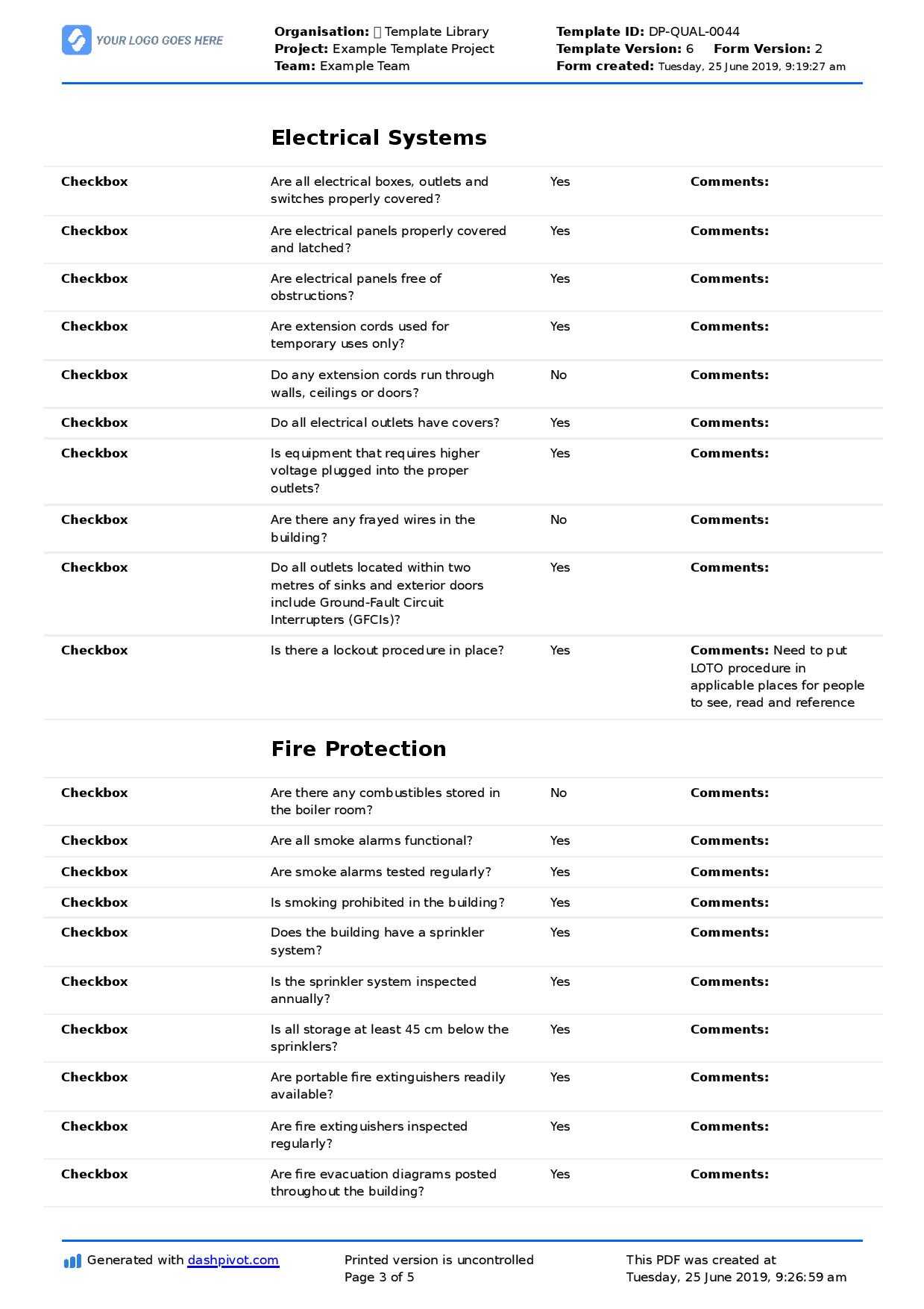 Commercial Property Inspection Checklist Template (Use It Regarding Commercial Property Inspection Report Template