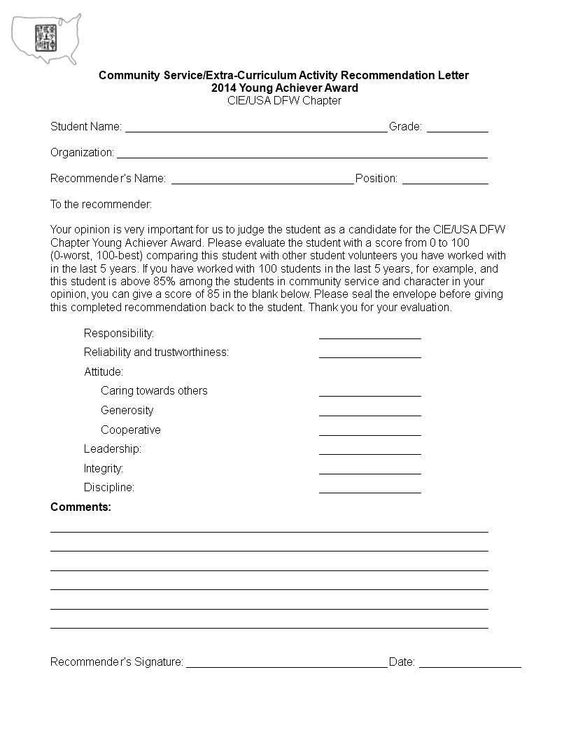 Community Service Recommendation Letters – Dalep.midnightpig.co Pertaining To Community Service Template Word