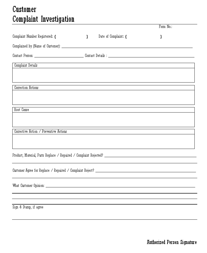Complaint Investigation – For Sample Fire Investigation Report Template
