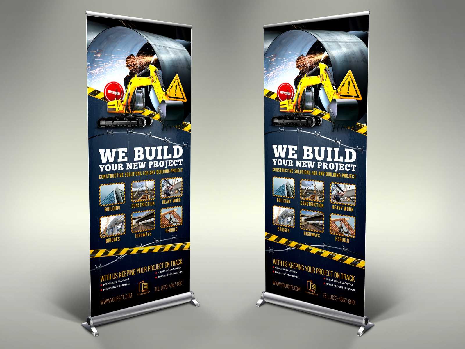 Construction Business Signage Rollup Banner Template In Product Banner Template