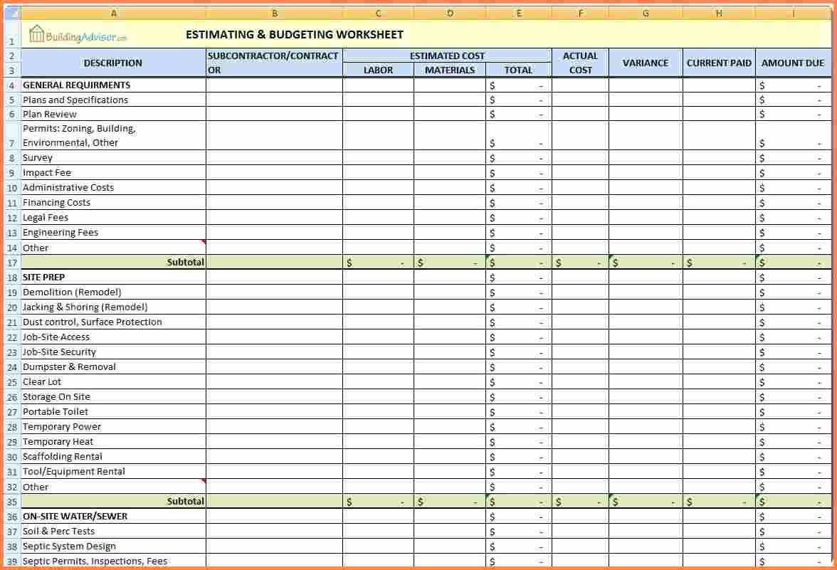 Construction Cost Tracking Spreadsheet House Expenses Excel Pertaining To Construction Cost Report Template