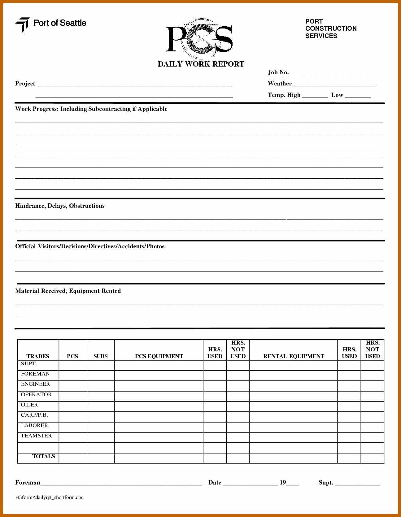 Construction Daily Work Report Template – Calep.midnightpig.co With Regard To Construction Daily Report Template Free