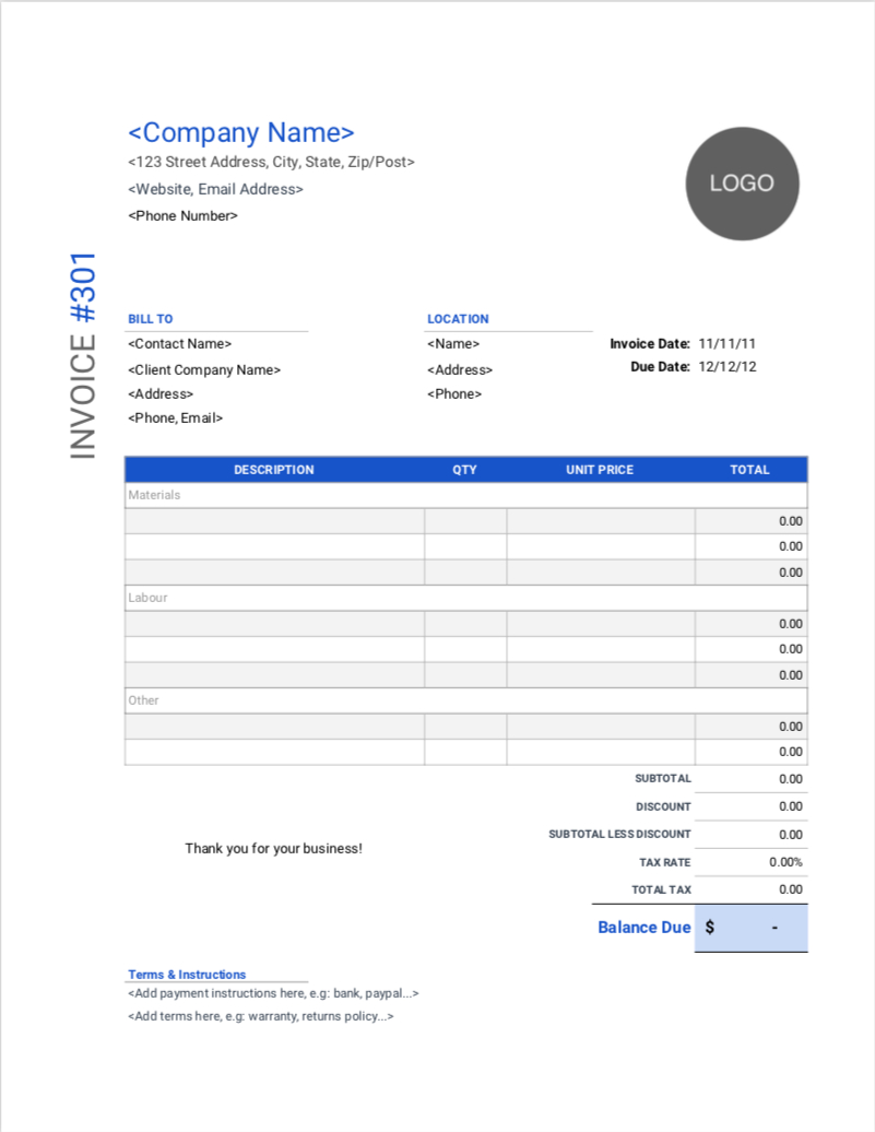 Contractor Invoice Templates | Free Download | Invoice Simple Regarding Free Downloadable Invoice Template For Word