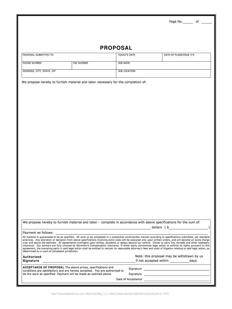 Contractor Proposal Template – Fill Online, Printable For Blank Estimate Form Template