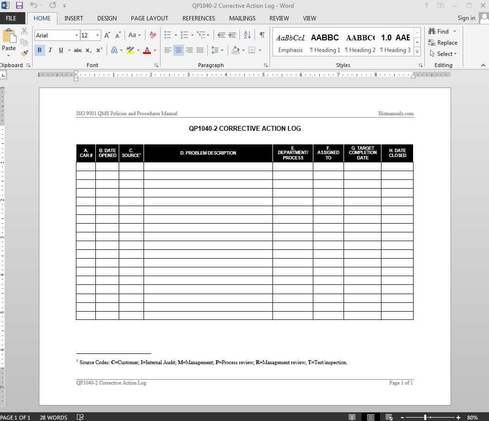 Corrective Action Log Iso Template | Qp1040 2 Throughout Internal Audit Report Template Iso 9001