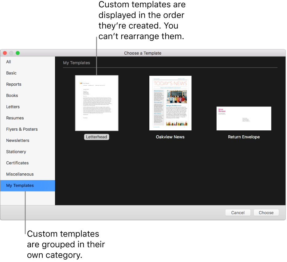 Create A Custom Template In Pages On Mac – Apple Support Regarding Words Their Way Blank Sort Template