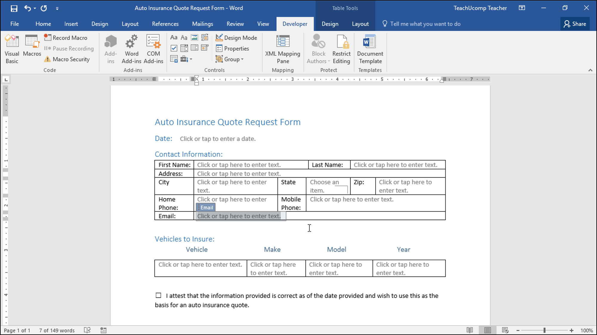 Create A Form In Word  Instructions And Video Lesson In Word 2010 Templates And Add Ins