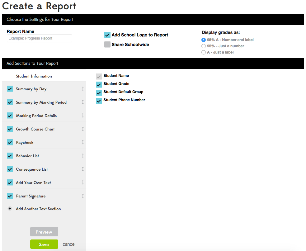 Create A New Student Report – Kickboard Support Center Intended For Daily Behavior Report Template