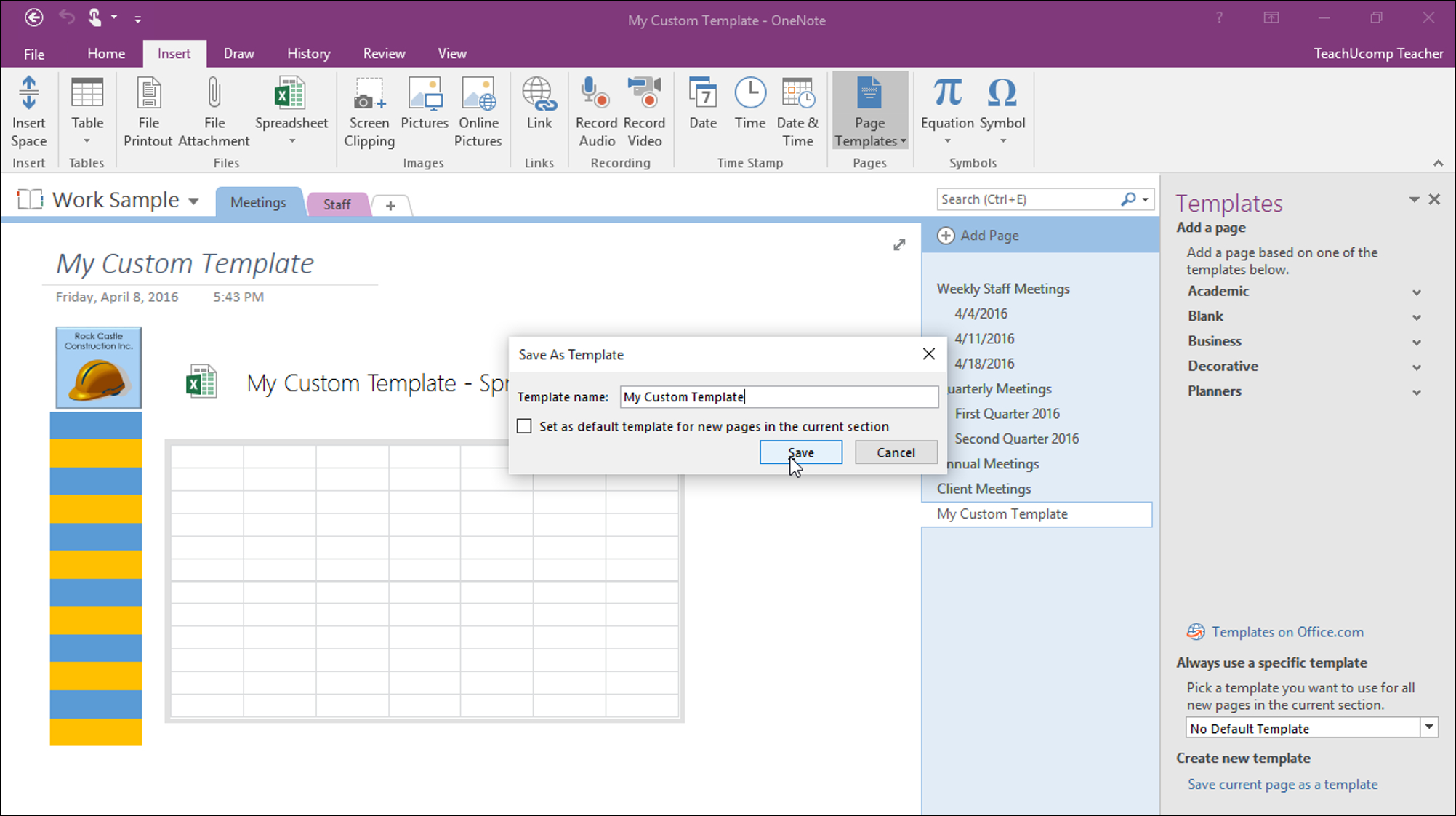 Create A Template In Onenote – Tutorial – Teachucomp, Inc. In Creating Word Templates 2013