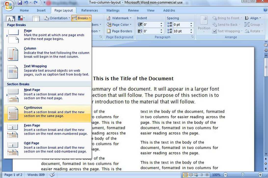 Create A Two Column Document Template In Microsoft Word – Cnet Within Fact Sheet Template Microsoft Word