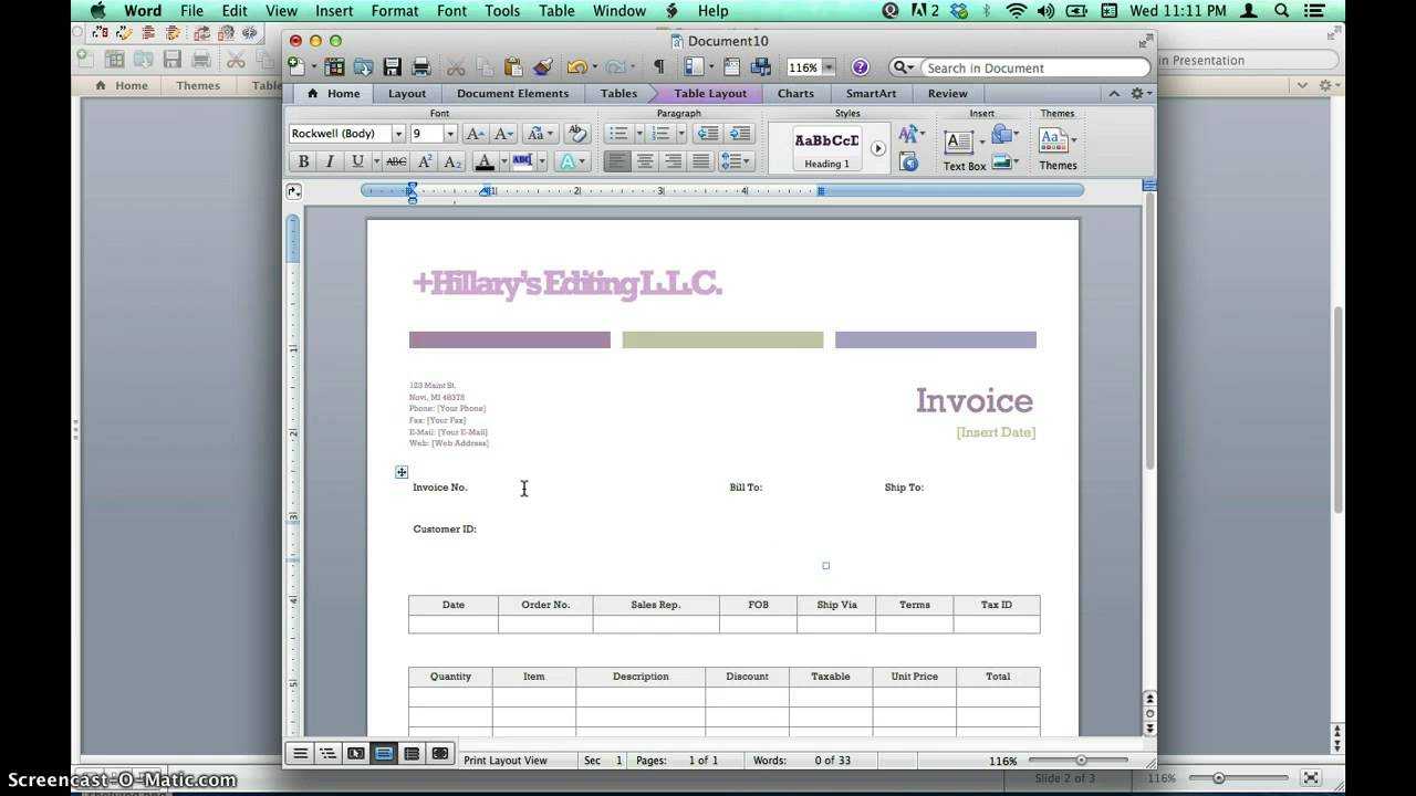 Creating Invoices Using Microsoft Word Templates Throughout Invoice Template Word 2010