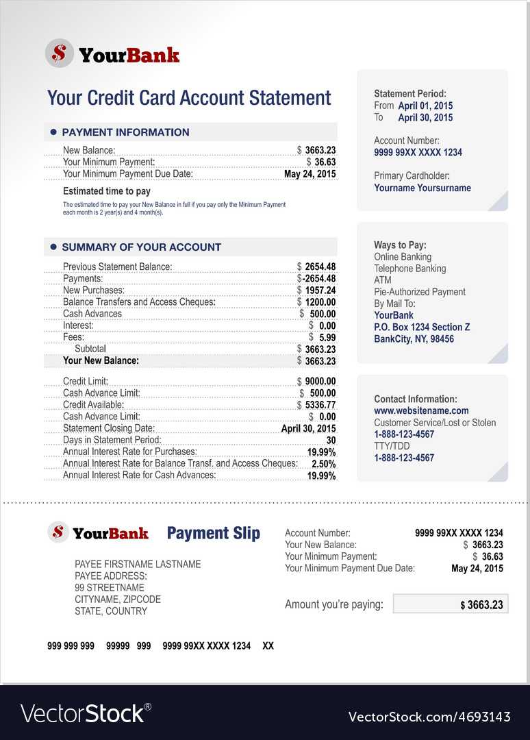 Credit Card Bank Account Statement Template Intended For Blank Bank Statement Template Download