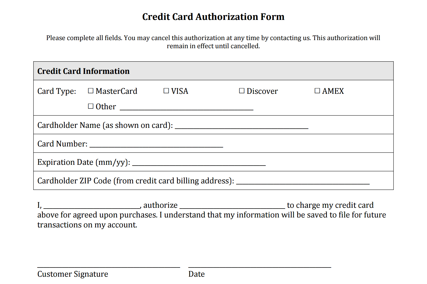 Credit Card Information Form Template - Dalep.midnightpig.co In Credit Card Authorization Form Template Word