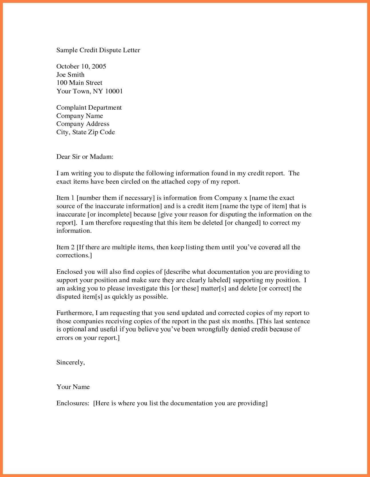 Credit Dispute Template – Calep.midnightpig.co Intended For Credit Report Dispute Letter Template