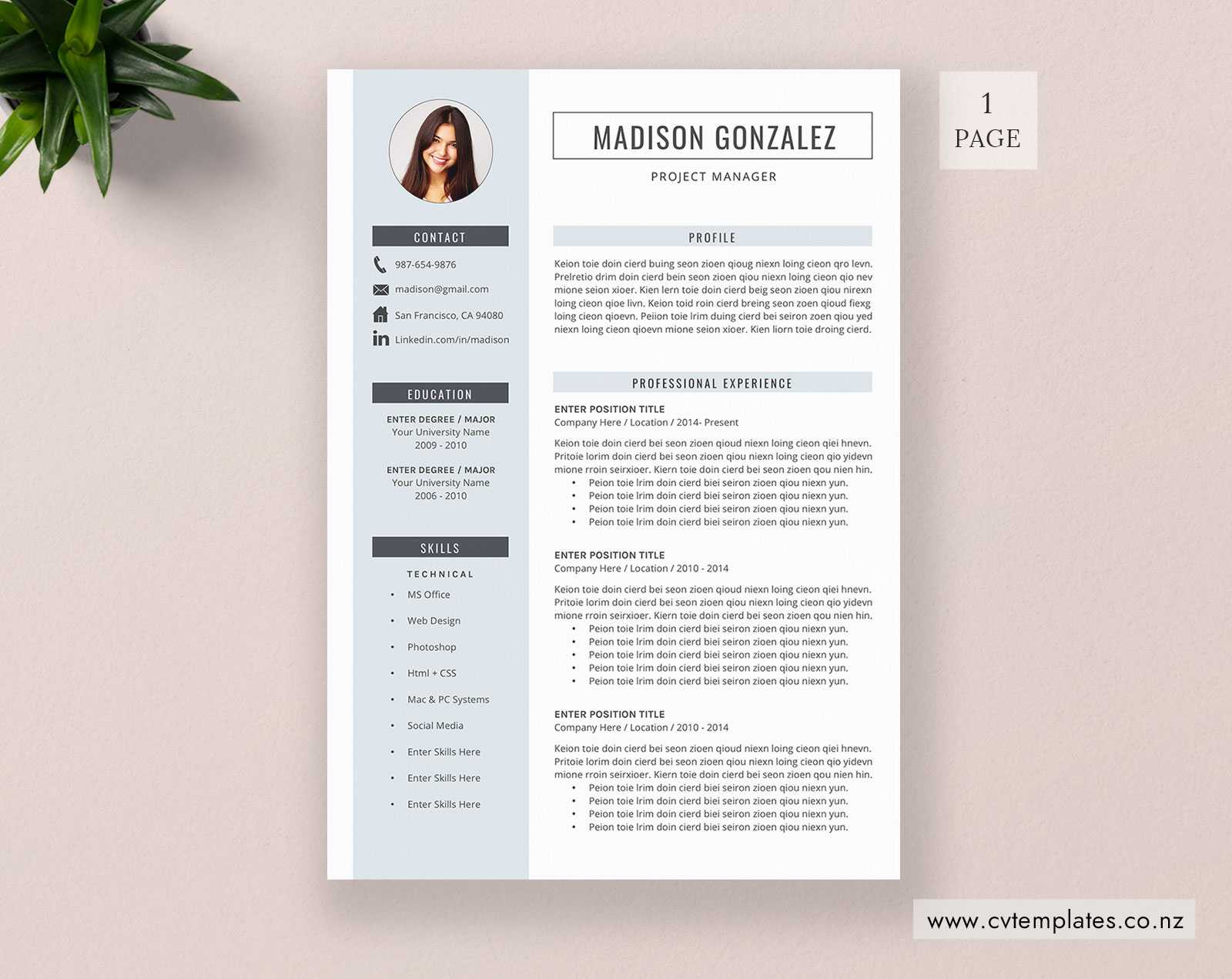 Cv Template, Professional Curriculum Vitae, Minimalist Cv Template Design,  Ms Word, Cover Letter, 1, 2 And 3 Page, Simple Resume Template, Instant Throughout Microsoft Word Cover Page Templates Download