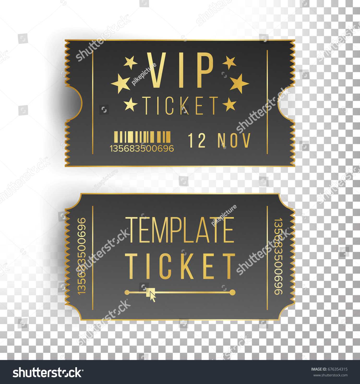 Стоковая Иллюстрация «Vip Ticket Template Empty Black Intended For Blank Admission Ticket Template