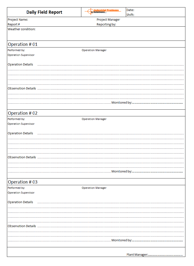 Daily Field Report Format In Word Document Report Templates