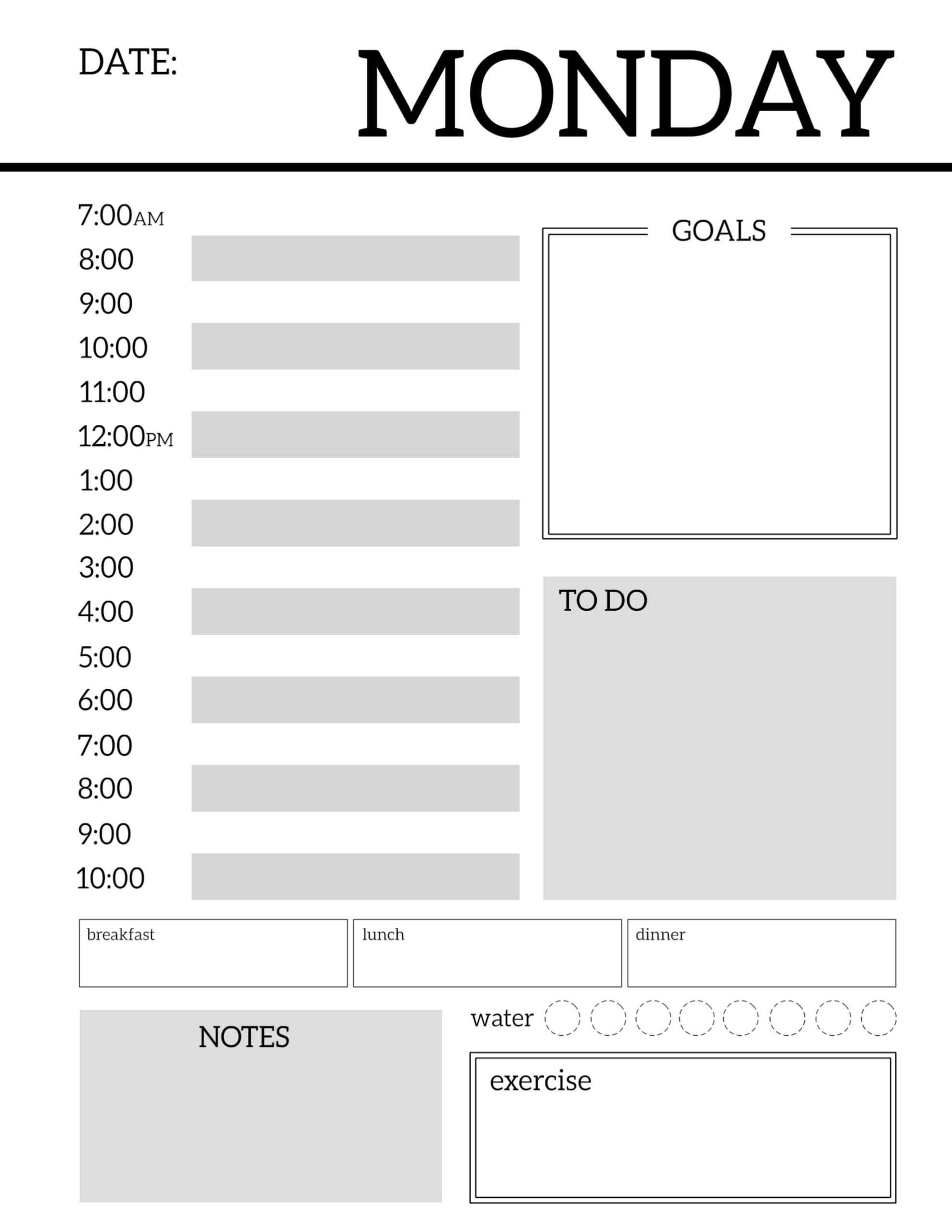 Daily Planner Printable Template Sheets – Paper Trail Design Regarding Printable Blank Daily Schedule Template
