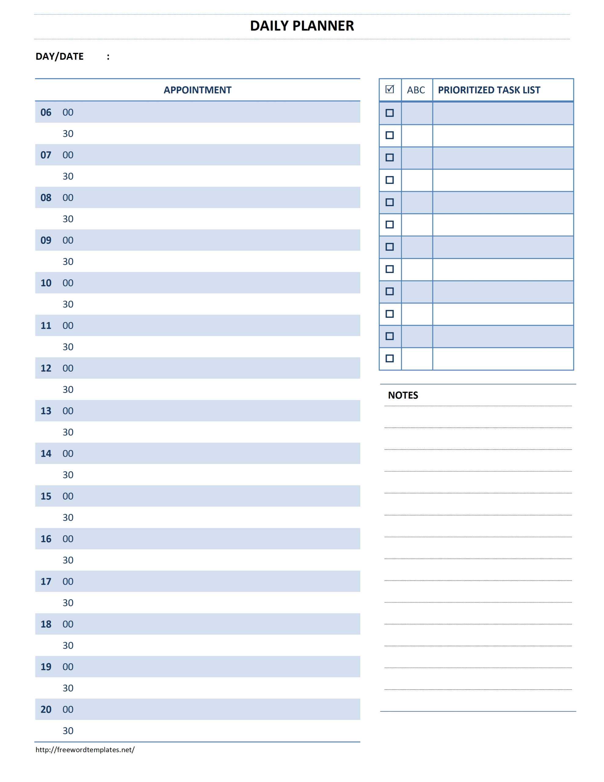 Daily Planner Template Regarding Appointment Sheet Template Word