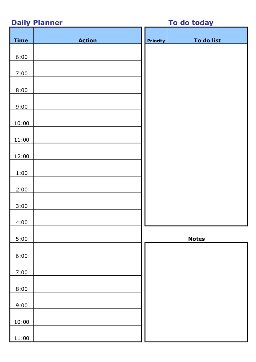 Daily Schedule Template New Blank – Edit, Fill, Sign Online Regarding Printable Blank Daily Schedule Template