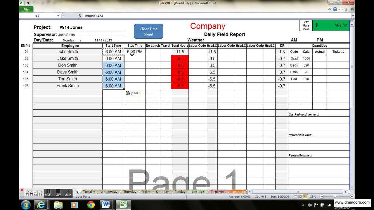 Daily Time Tracking Eadsheet Word Tracker Template Excel Intended For Daily Status Report Template Xls