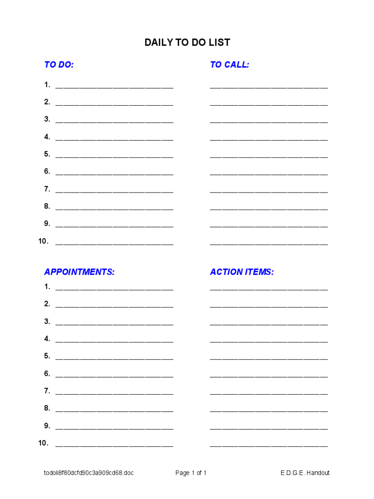 Daily To Do List Template – 5 Free Templates In Pdf, Word With Daily Task List Template Word