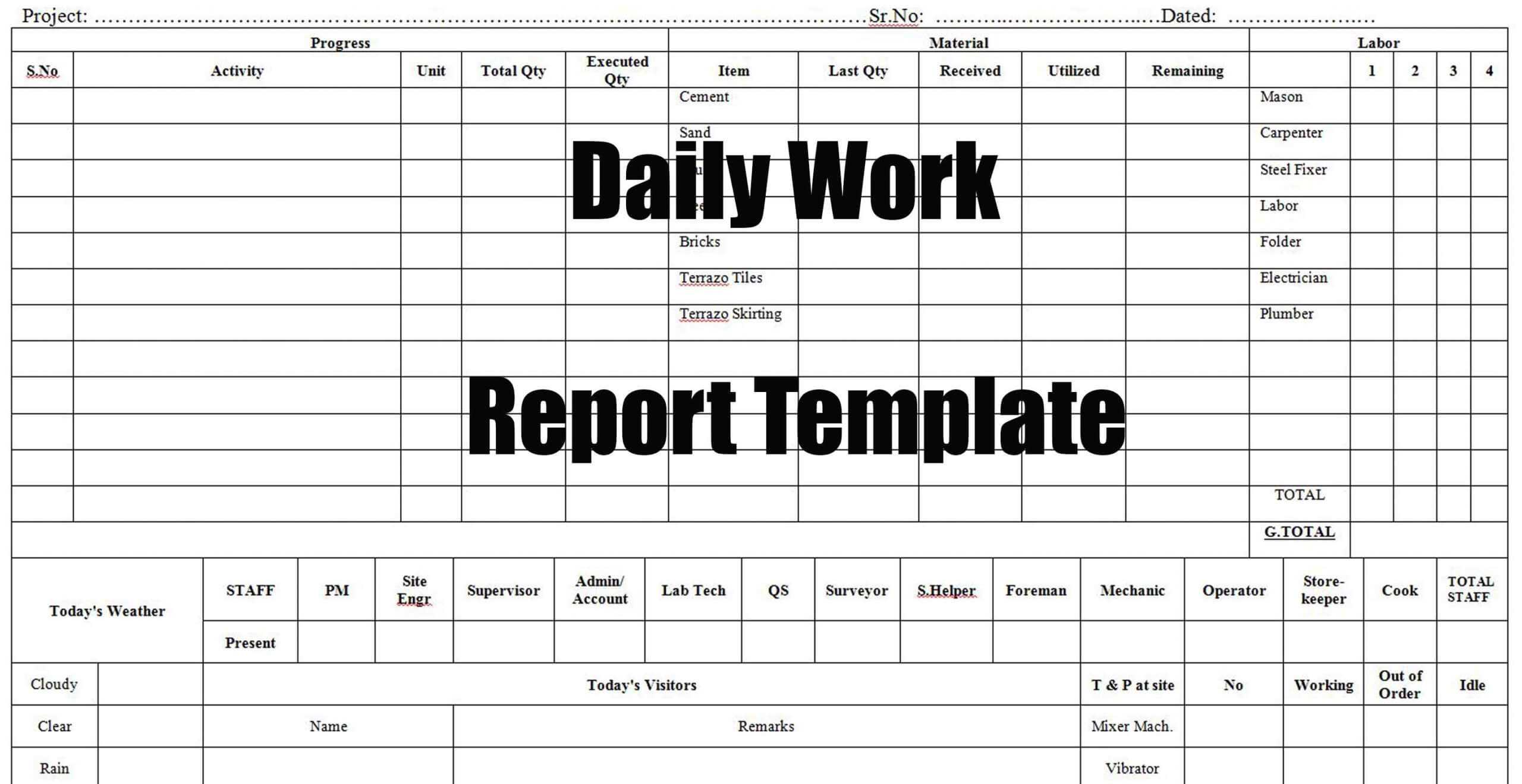 Daily Work Report Template - Engineering Discoveries For Daily Work Report Template