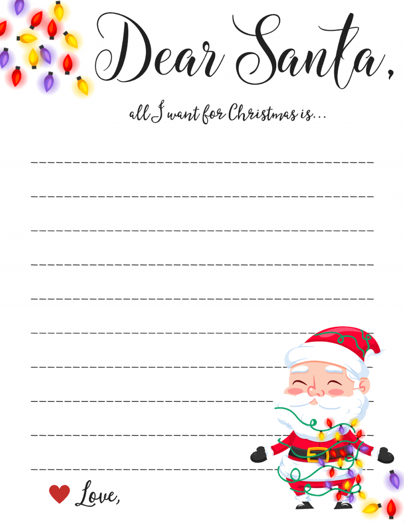 Dear Santa Letter: Free Printable Downloads – With Blank Letter Writing Template For Kids