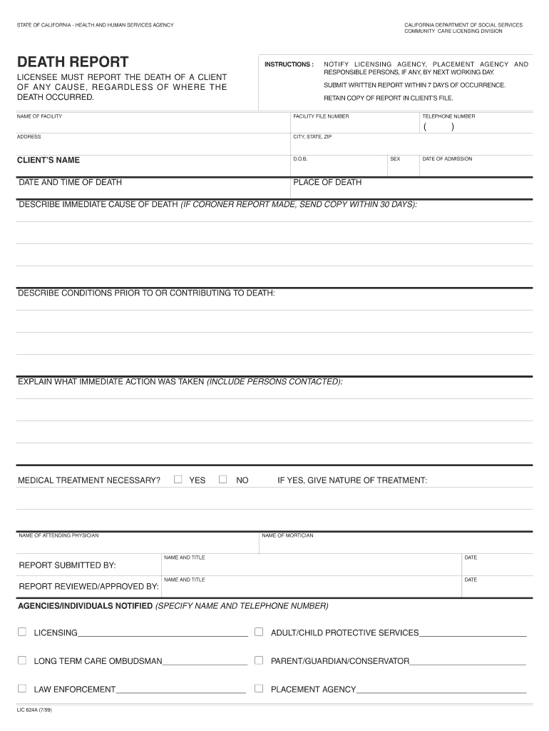 Death Report Form – Fill Out And Sign Printable Pdf Template | Signnow Regarding Hurt Feelings Report Template