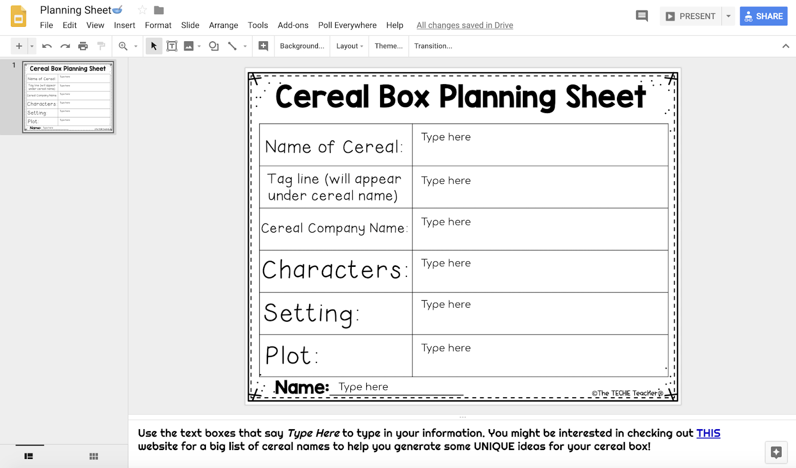 Design A Cereal Box In Google Drawing: Book Report Idea Pertaining To Cereal Box Book Report Template