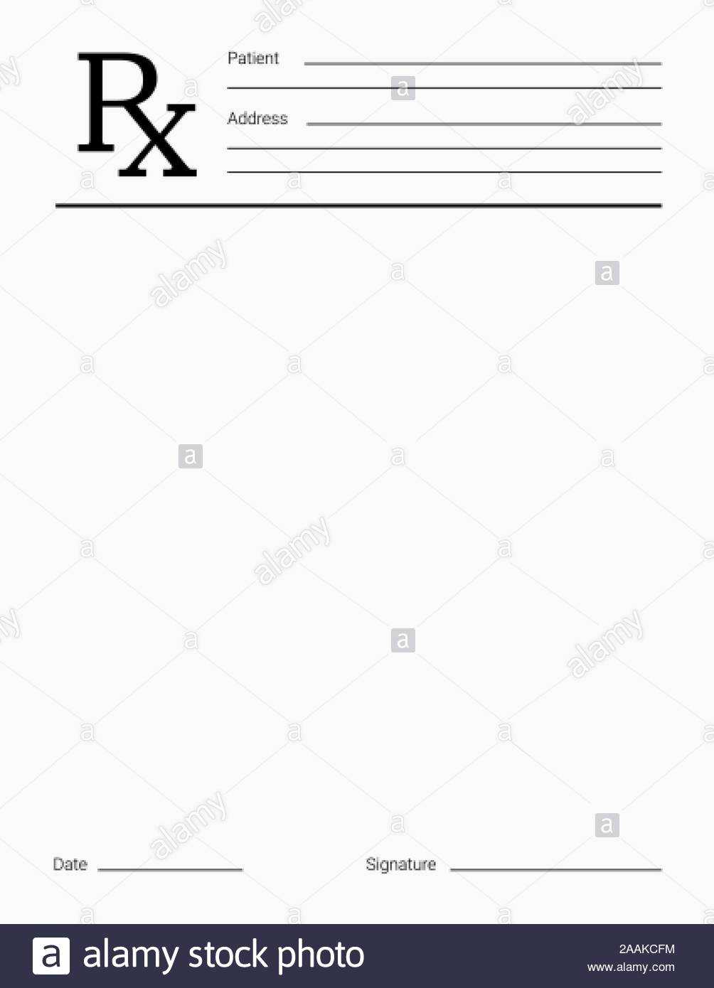 Doctor's Rx Pad Template. Blank Medical Prescription Form With Blank Prescription Form Template