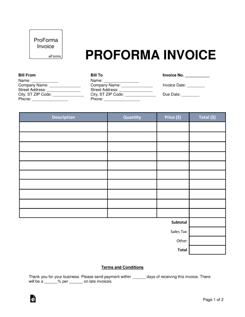 Download A Proforma Invoice For 2019 | Template Samples Throughout Free Proforma Invoice Template Word