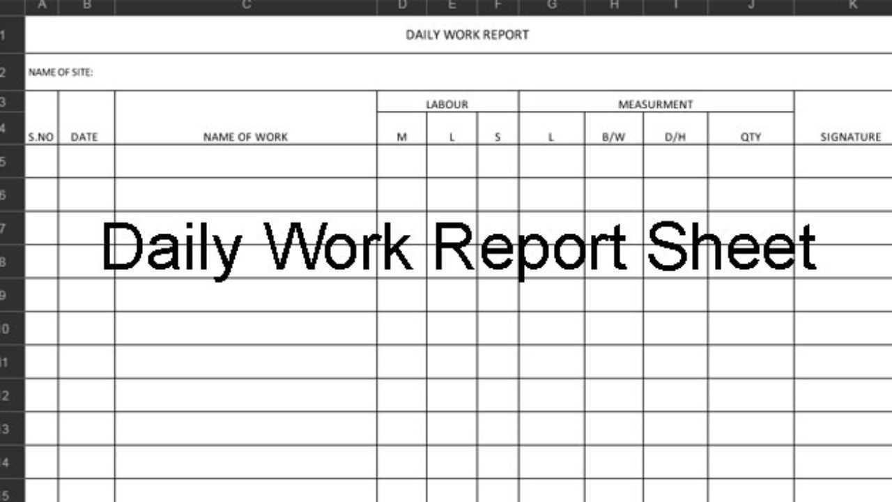 Download Excel Template For Daily Construction Work Report Inside Daily Report Sheet Template