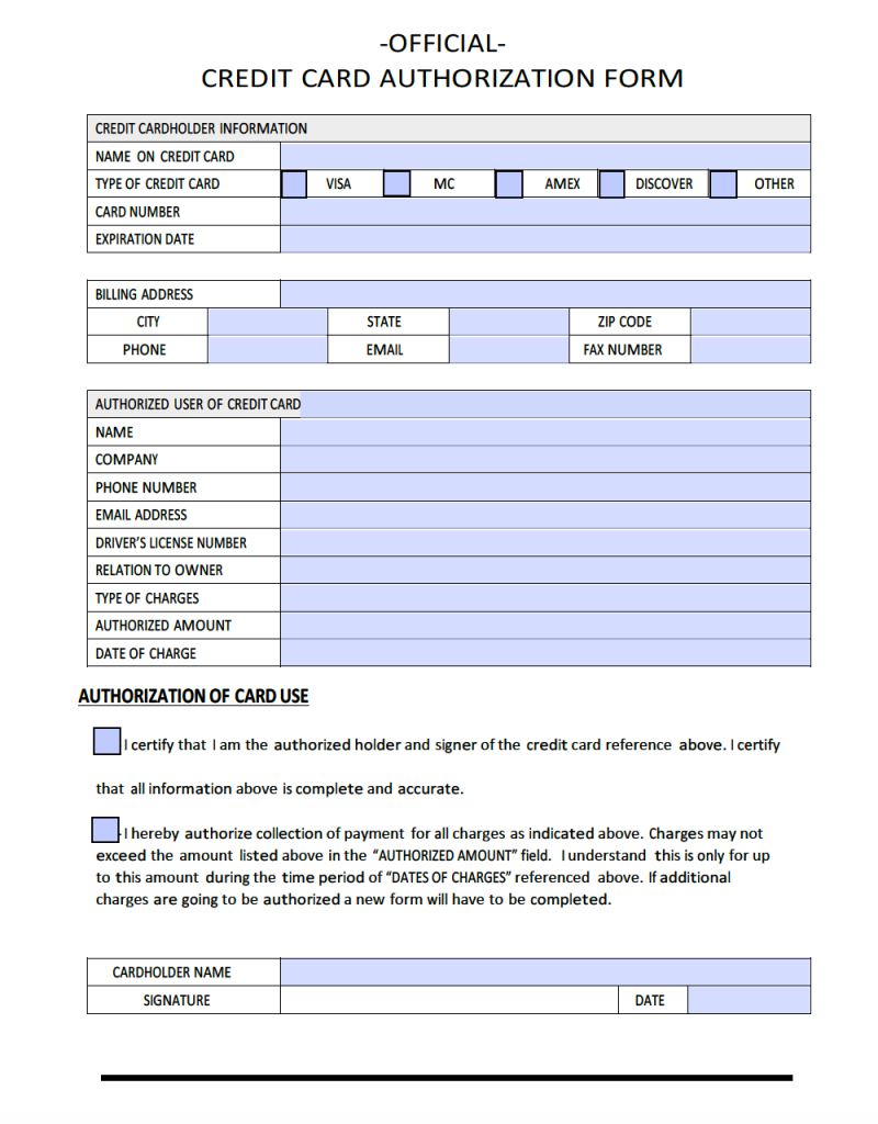 Download Sample Credit Card Authorization Form Template With Regard To Credit Card Authorization Form Template Word